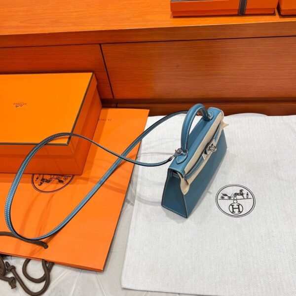 75 Blue Jean Hermes Mini Kelly 19CM Epsom Leather Gold Hardware All Handmade