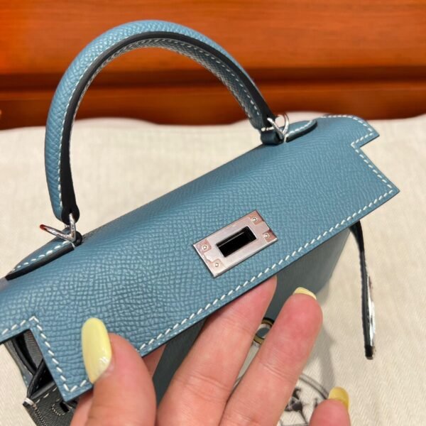 75 Blue Jean Hermes Mini Kelly 19CM Epsom Leather Gold Hardware All Handmade