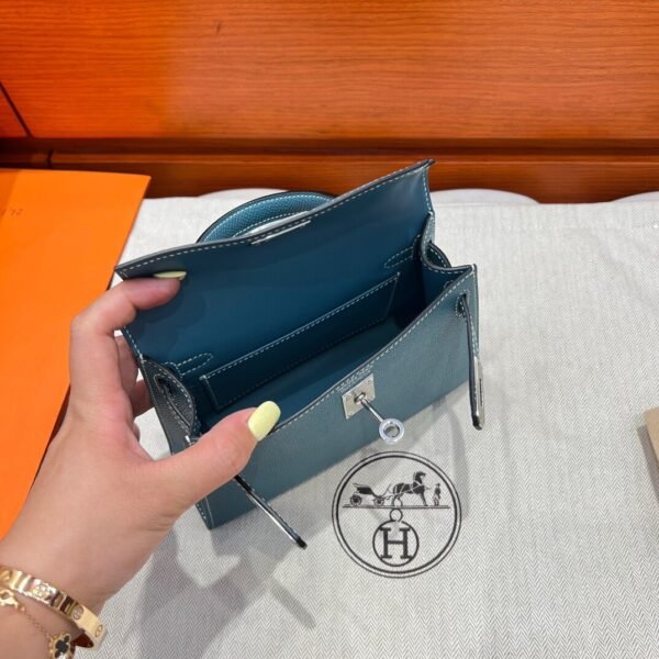 75 Blue Jean Hermes Mini Kelly 19CM Epsom Leather Gold Hardware All Handmade