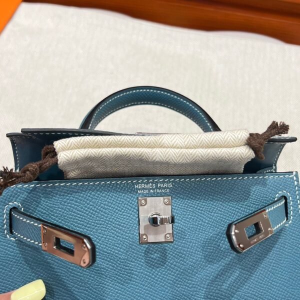 75 Blue Jean Hermes Mini Kelly 19CM Epsom Leather Gold Hardware All Handmade