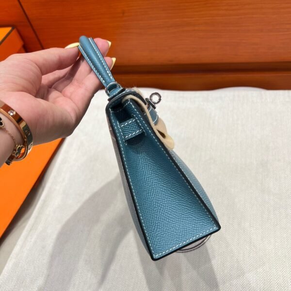 75 Blue Jean Hermes Mini Kelly 19CM Epsom Leather Gold Hardware All Handmade