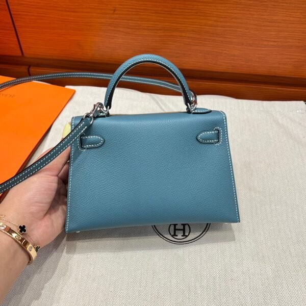 75 Blue Jean Hermes Mini Kelly 19CM Epsom Leather Gold Hardware All Handmade