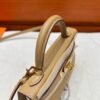 4B Biscuit Hermes Mini Kelly 19CM Chever Leather Gold Hardware All Handmade