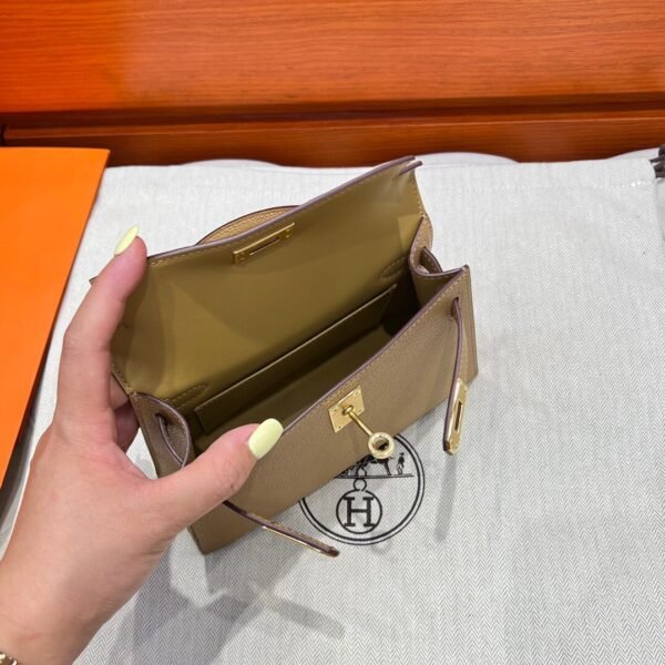 4B Biscuit Hermes Mini Kelly 19CM Chever Leather Gold Hardware All Handmade