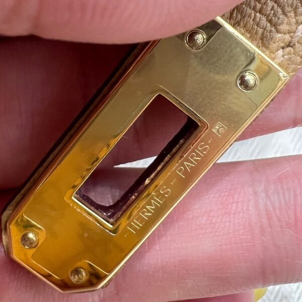 4B Biscuit Hermes Mini Kelly 19CM Chever Leather Gold Hardware All Handmade