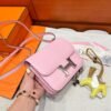 3Q Rose Sakura Hermes Constance 19CM Miroir Bag Chever Leather Silver Hardware All Handmade