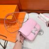 3Q Rose Sakura Hermes Constance 19CM Miroir Bag Chever Leather Silver Hardware All Handmade