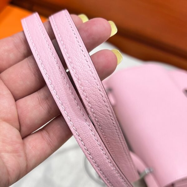 3Q Rose Sakura Hermes Constance 19CM Miroir Bag Chever Leather Silver Hardware All Handmade