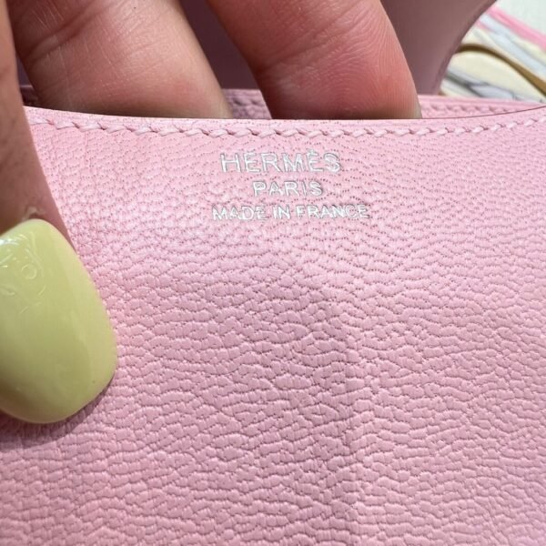 3Q Rose Sakura Hermes Constance 19CM Miroir Bag Chever Leather Silver Hardware All Handmade
