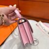 3Q Rose Sakura Hermes Constance 19CM Miroir Bag Chever Leather Silver Hardware All Handmade