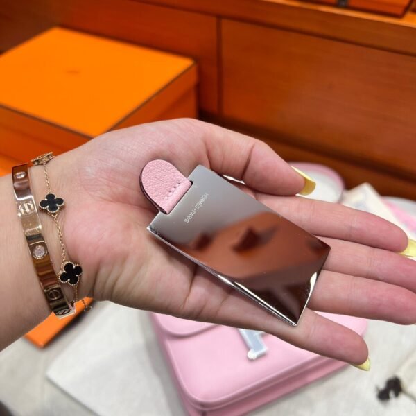 3Q Rose Sakura Hermes Constance 19CM Miroir Bag Chever Leather Silver Hardware All Handmade