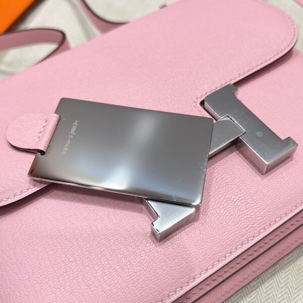 3Q Rose Sakura Hermes Constance 19CM Miroir Bag Chever Leather Silver Hardware All Handmade