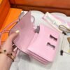 3Q Rose Sakura Hermes Constance 19CM Miroir Bag Chever Leather Silver Hardware All Handmade