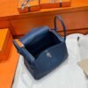 7P Blue De Presse Hermes Lindy 26CM Bag Clememce Leather Silver Hardware All Handmade