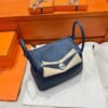 7P Blue De Presse Hermes Lindy 26CM Bag Clememce Leather Silver Hardware All Handmade