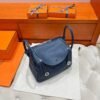 7P Blue De Presse Hermes Lindy 26CM Bag Clememce Leather Silver Hardware All Handmade