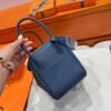 7P Blue De Presse Hermes Lindy 26CM Bag Clememce Leather Silver Hardware All Handmade