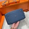 7P Blue De Presse Hermes Lindy 26CM Bag Clememce Leather Silver Hardware All Handmade