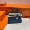 7P Blue Depresse Birkin 25CM Togo Leather Silver Hardware Full Handmade