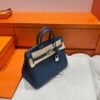 7P Blue Depresse Birkin 25CM Togo Leather Silver Hardware Full Handmade