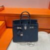 7P Blue Depresse Birkin 25CM Togo Leather Silver Hardware Full Handmade