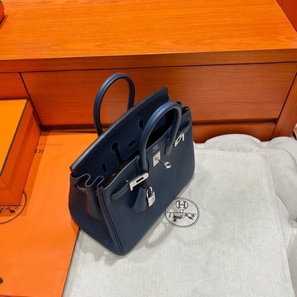 7P Blue Depresse Birkin 25CM Togo Leather Silver Hardware Full Handmade