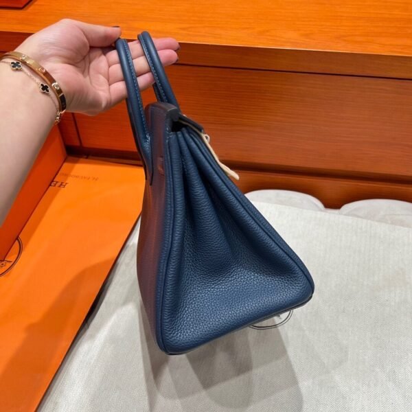 7P Blue Depresse Birkin 25CM Togo Leather Silver Hardware Full Handmade
