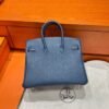 7P Blue Depresse Birkin 25CM Togo Leather Silver Hardware Full Handmade
