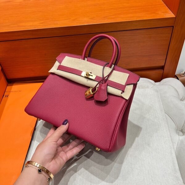 K1 Rouge Grenada Birkin 25CM Togo Leather Gold Hardware Full Handmade