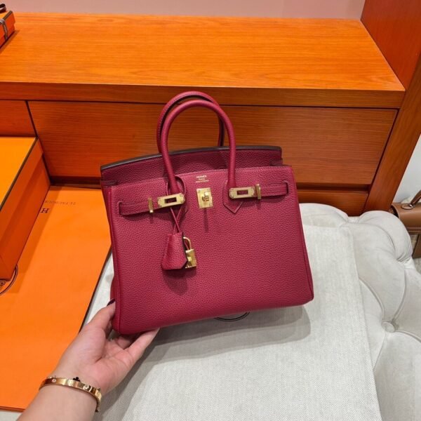 K1 Rouge Grenada Birkin 25CM Togo Leather Gold Hardware Full Handmade