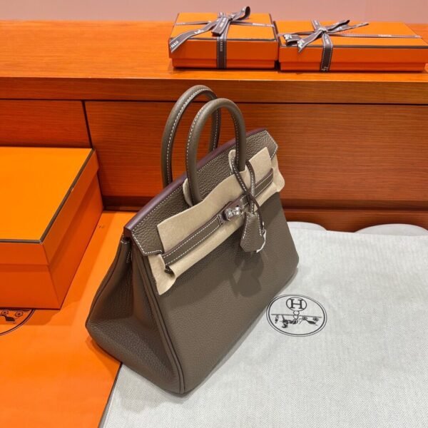 18 Etoupe Birkin 25CM Togo Leather Silver Hardware Full Handmade