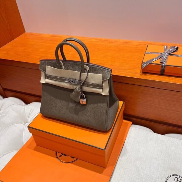 18 Etoupe Birkin 25CM Togo Leather Silver Hardware Full Handmade