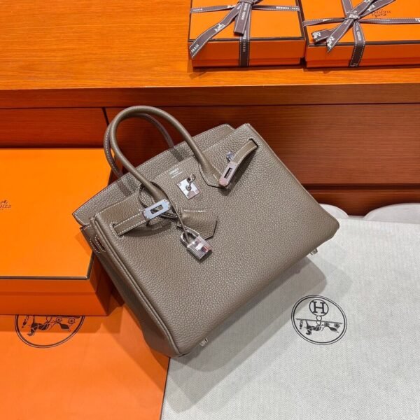 18 Etoupe Birkin 25CM Togo Leather Silver Hardware Full Handmade