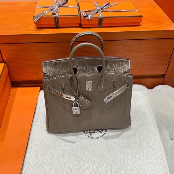18 Etoupe Birkin 25CM Togo Leather Silver Hardware Full Handmade