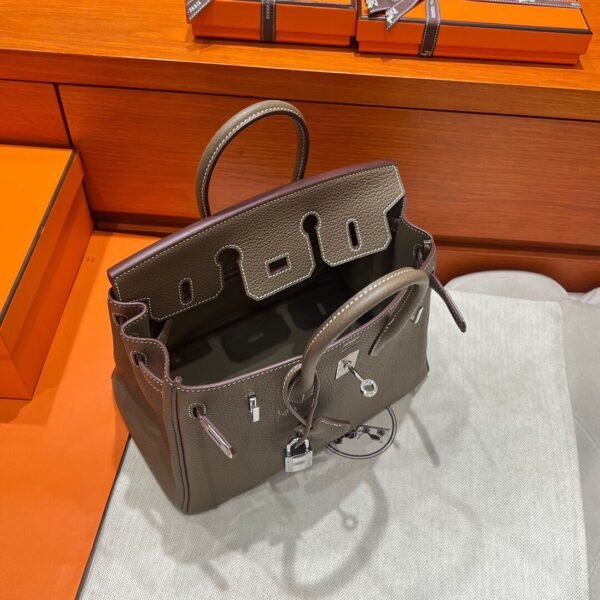 18 Etoupe Birkin 25CM Togo Leather Silver Hardware Full Handmade