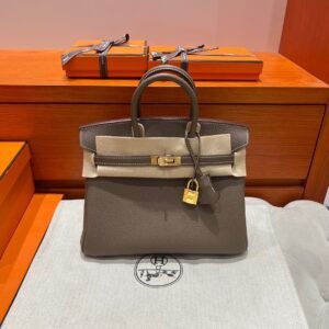 18 Etoupe Birkin 25CM Togo Leather Gold Hardware Full Handmade
