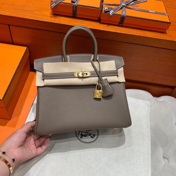 18 Etoupe Birkin 25CM Togo Leather Gold Hardware Full Handmade