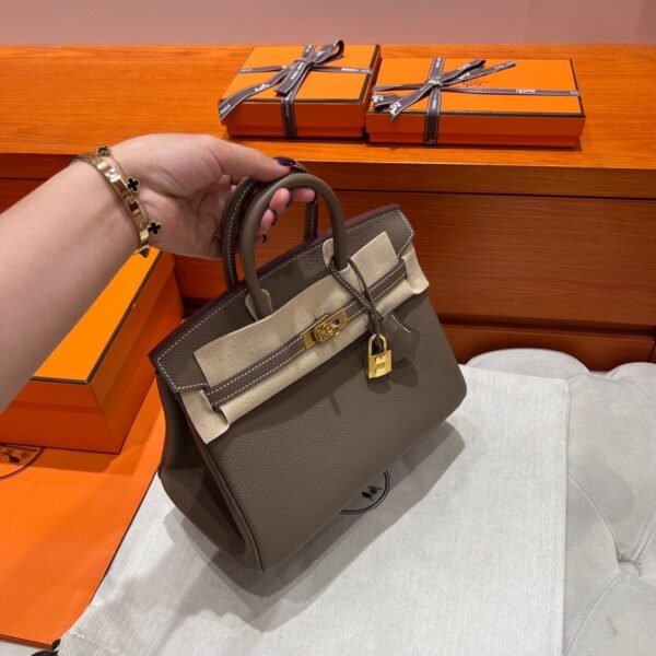 18 Etoupe Birkin 25CM Togo Leather Gold Hardware Full Handmade