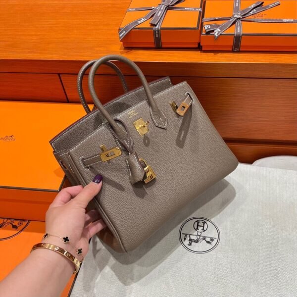 18 Etoupe Birkin 25CM Togo Leather Gold Hardware Full Handmade