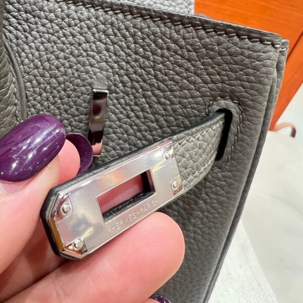 8F Etain Birkin 25CM Togo Leather Silver Hardware  Full Handmade
