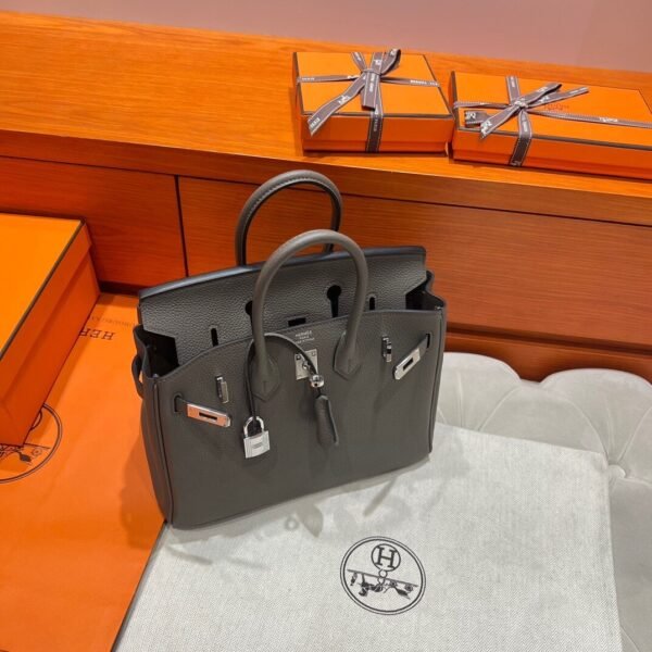 8F Etain Birkin 25CM Togo Leather Silver Hardware  Full Handmade