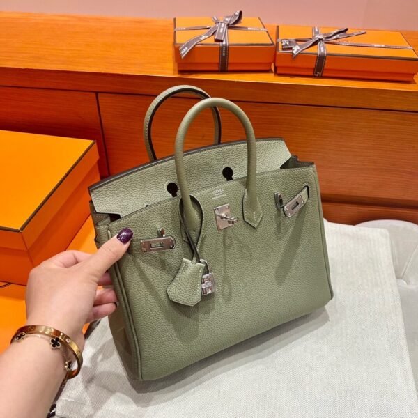 Q1 Sauge Biekin 25CM Togo Leather Silver Hardware Full Handmade
