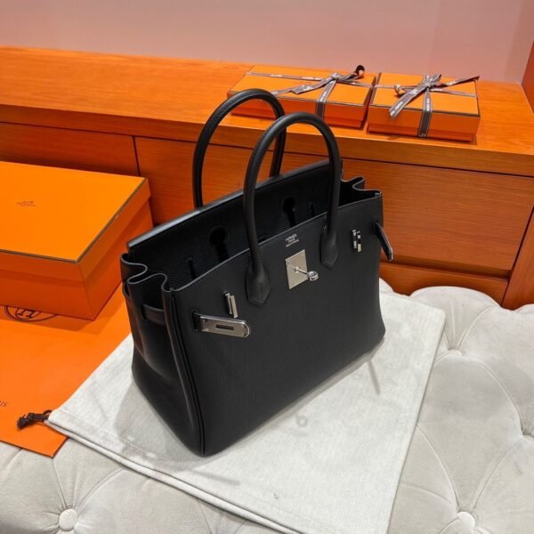 CK89 Black Birkin 30CM Togo Leather Silver Hardware Full Handmade CK89 Black Birkin 30CM Togo Leather Silver Hardware Full Handmade