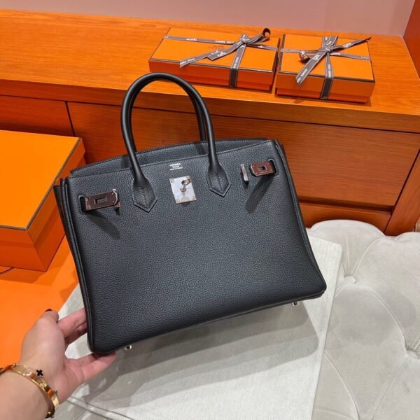 CK89 Black Birkin 30CM Togo Leather Silver Hardware Full Handmade CK89 Black Birkin 30CM Togo Leather Silver Hardware Full Handmade