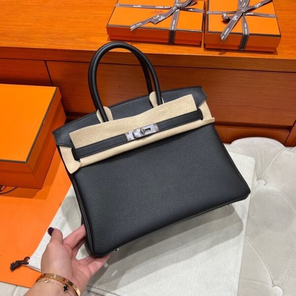 CK89 Black Birkin 30CM Togo Leather Silver Hardware Full Handmade CK89 Black Birkin 30CM Togo Leather Silver Hardware Full Handmade