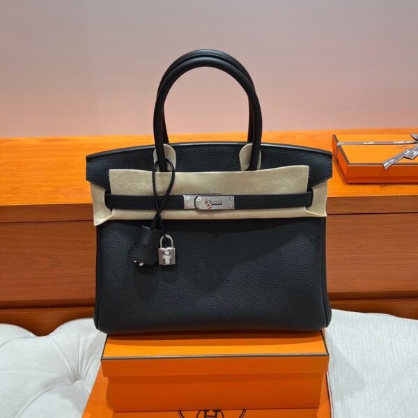 CK89 Black Birkin 30CM Togo Leather Silver Hardware Full Handmade CK89 Black Birkin 30CM Togo Leather Silver Hardware Full Handmade