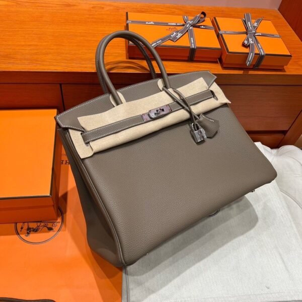 18 Etoupe Birkin 35CM Togo Leather Silver Hardware Full Handmade
