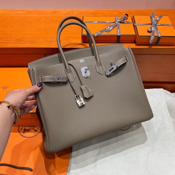 18 Etoupe Birkin 35CM Togo Leather Silver Hardware Full Handmade