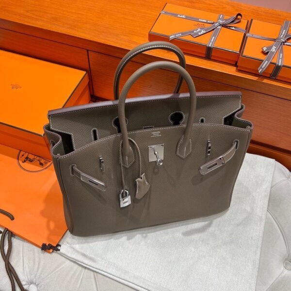 18 Etoupe Birkin 35CM Togo Leather Silver Hardware Full Handmade