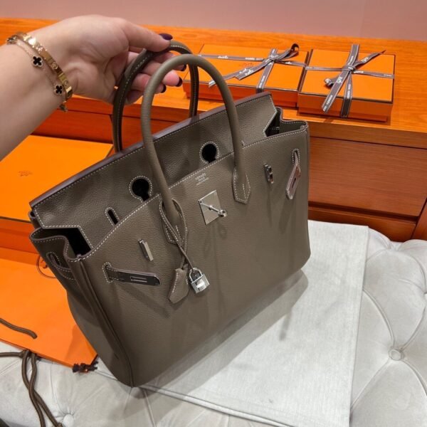 18 Etoupe Birkin 35CM Togo Leather Silver Hardware Full Handmade